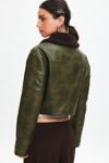 BDG Janine Faux Leather Cropped Aviator Jacket