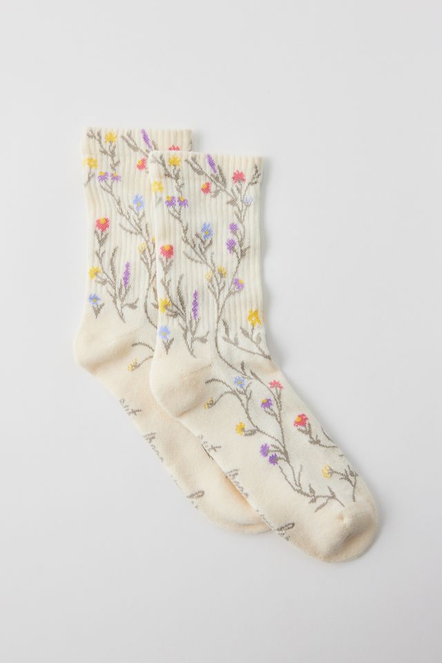 Floral Print Crew Sock #1