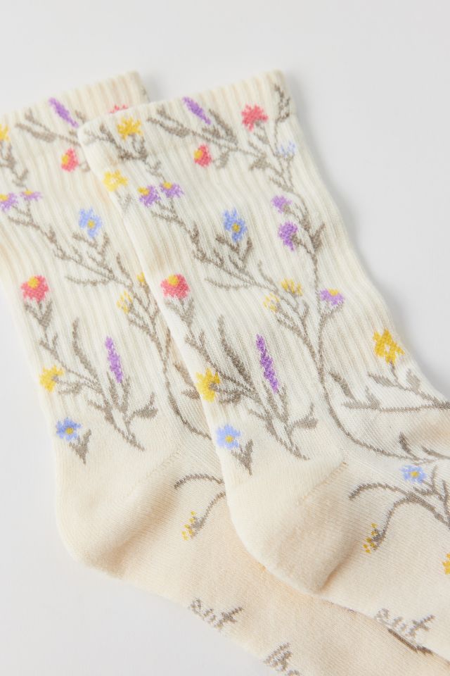 Floral Print Crew Sock #2