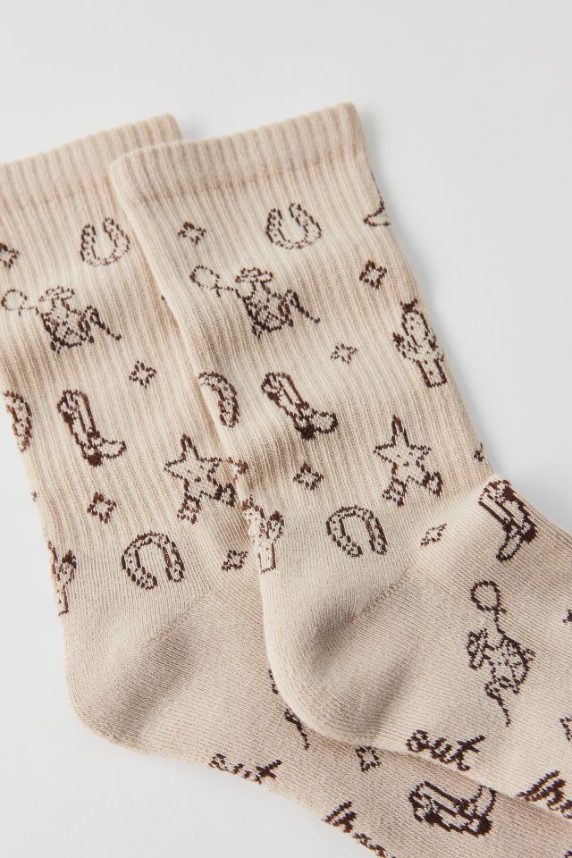 Cowboy Print Crew Sock #1