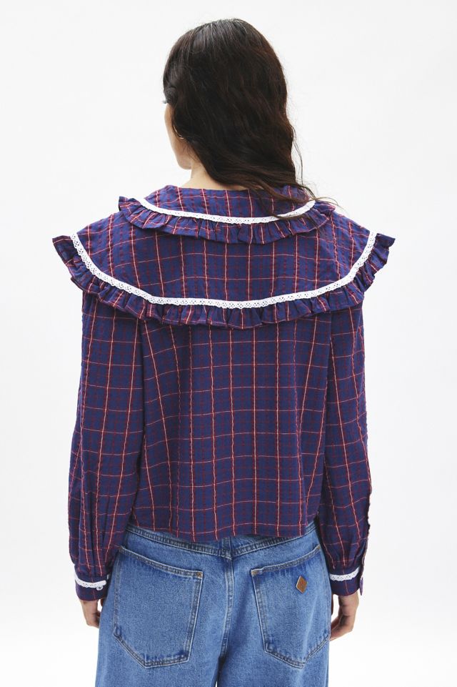 Neon Rose Meredith Double Collar Check Print Blouse #3