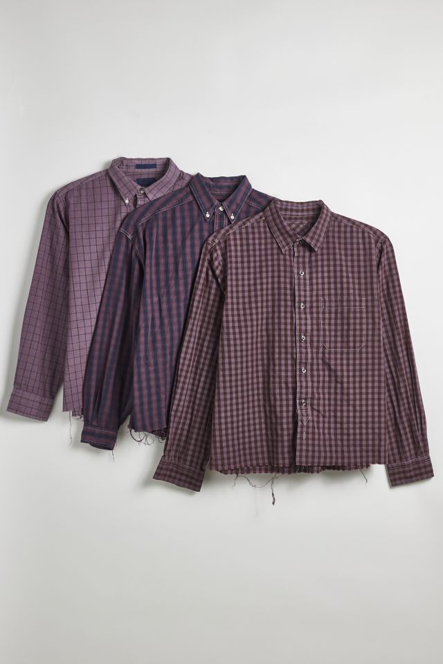 ReMADE By UO Overdyed Check Cropped Shirt #1