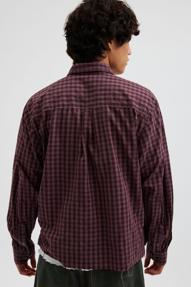 ReMADE By UO Overdyed Check Cropped Shirt #3