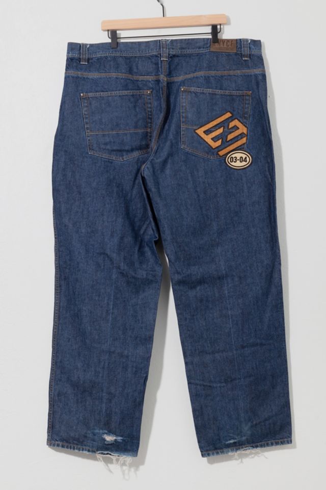 Vintage 1990s Enyce Leather Embroidered Denim Oversized Jeans #2