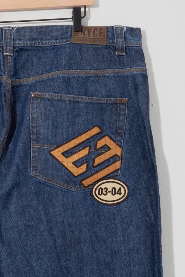 Vintage 1990s Enyce Leather Embroidered Denim Oversized Jeans #3