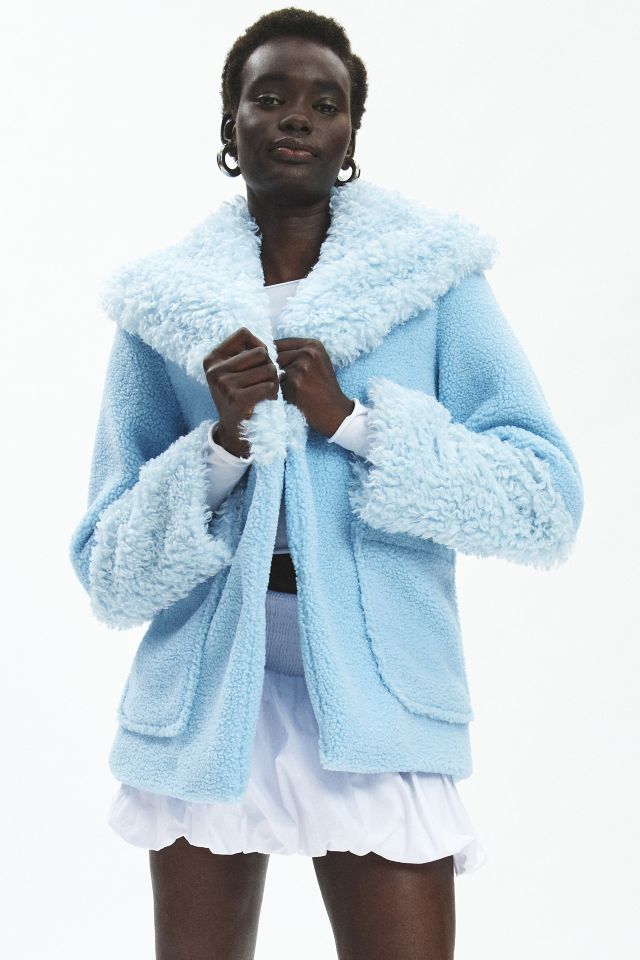 Kimchi Blue Amelia Faux Fur Trimmed Fleece Coat Urban Outfitters