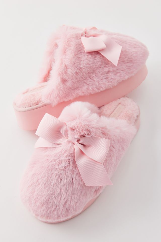UO Bow Faux Fur Platform Slipper #1