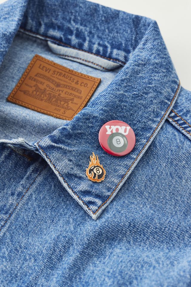 Flaming 8 Ball Enameled Pin #1