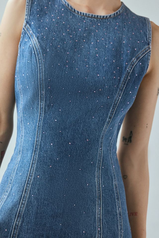 Tommy Jeans Rhinestone Embellished Denim Mini Dress #2