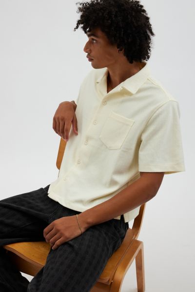 Standard Cloth Liam Cropped Knit Shirt Top In Ivory, Men's At Urban Outfitters In Ivory