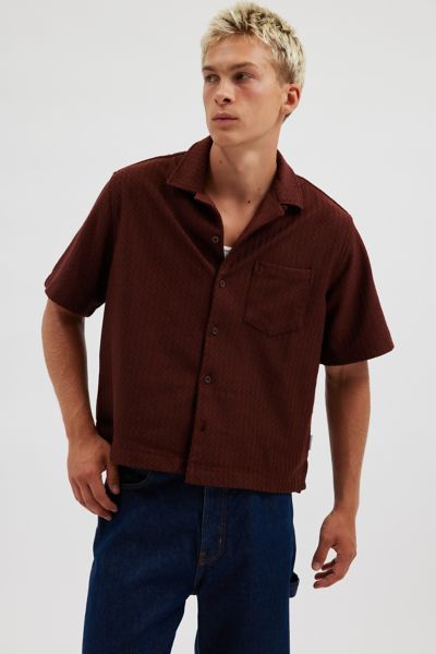 Standard Cloth Liam Cropped Knit Shirt Top In Brown, Men's At Urban Outfitters In Brown