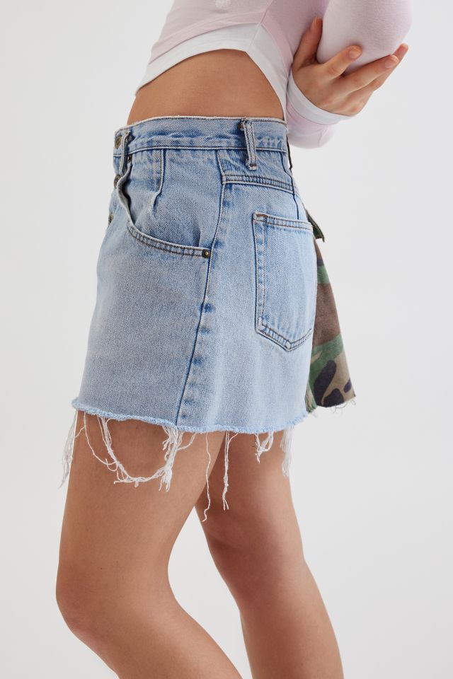 Urban Renewal Remade Spliced Camo & Denim Mini Skirt #3