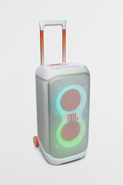 JBL PARTYBOX STAGE 320 PORTABLE PARTY SPEAKER WITH WHEELS IN WHITE AT URBAN OUTFITTERS 