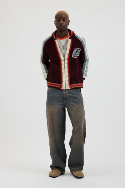 iets frans… Chunky Varsity Knit Zip Cardigan