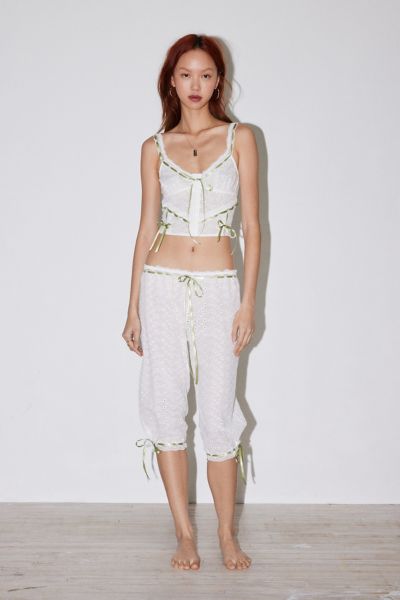 Shop Out From Under Broderie Cropped Cami In White, Women's At Urban Outfitters