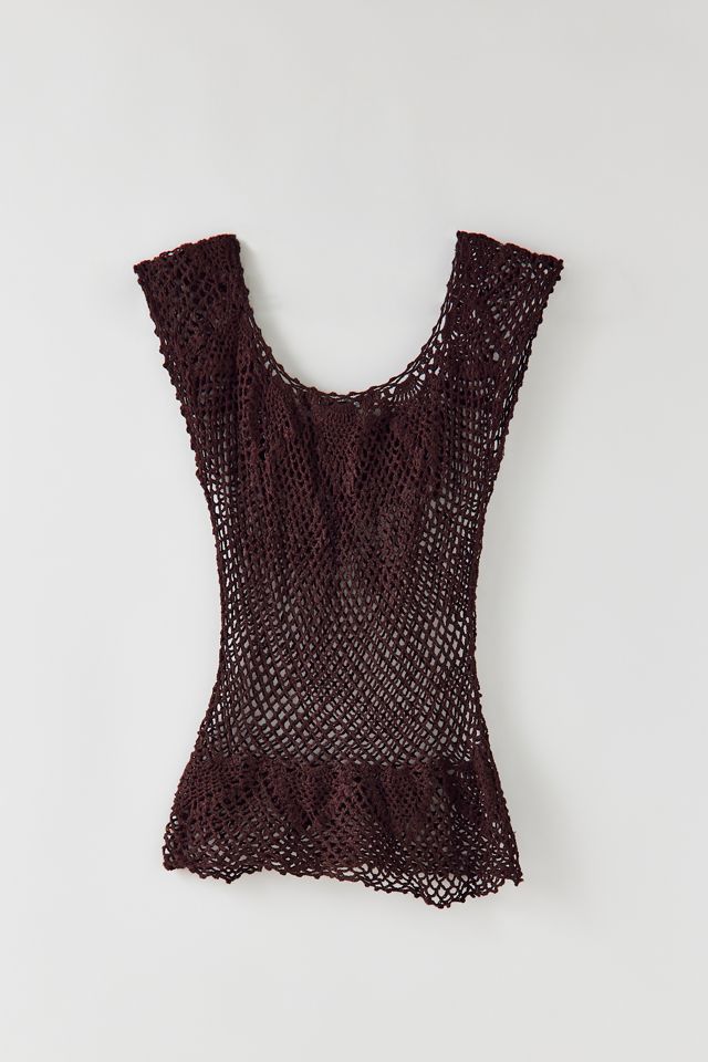 Openwork Scoop Neck Knit Tank Top