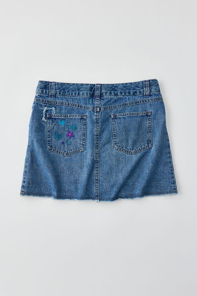 Vintage Embroidered Denim Mini Skirt #1