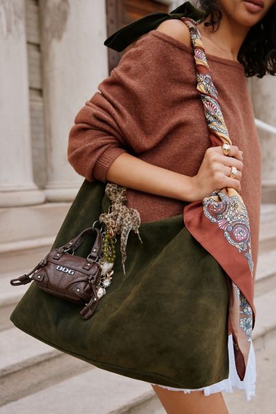 Boston Bow Suede Hobo Bag