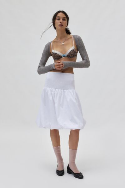 Urban Renewal Remnants Bubble Hem Convertible Midi Skirt In White, Women's At Urban Outfitters In White