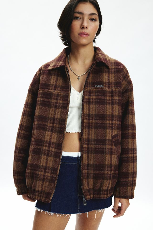 BDG Harrington Check Plaid Fleece Shirt Jacket #1