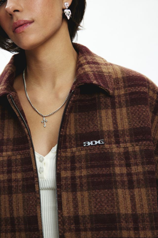 BDG Harrington Check Plaid Fleece Shirt Jacket #2