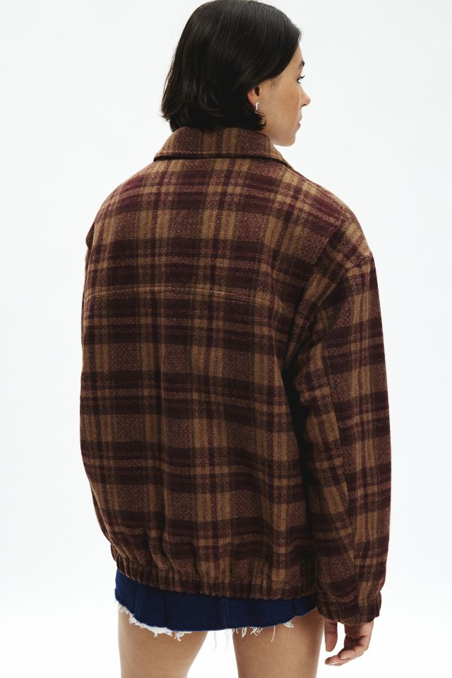 BDG Harrington Check Plaid Fleece Shirt Jacket #4