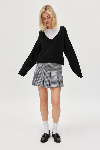 Alexander Wang Towel Gingham Mini Skirt in Oxford Blue & White