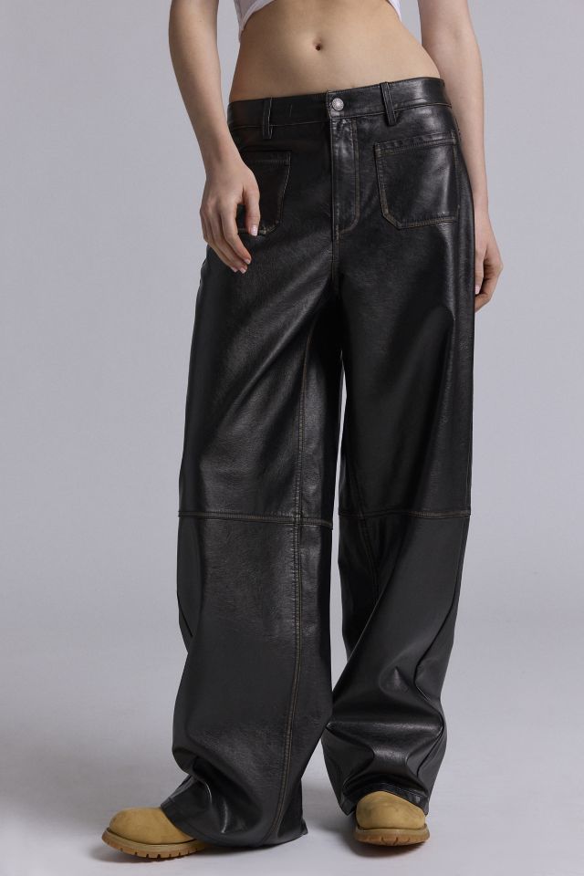 GUESS ORIGINALS Faux Leather Patch Pocket Wide Leg Pant #1