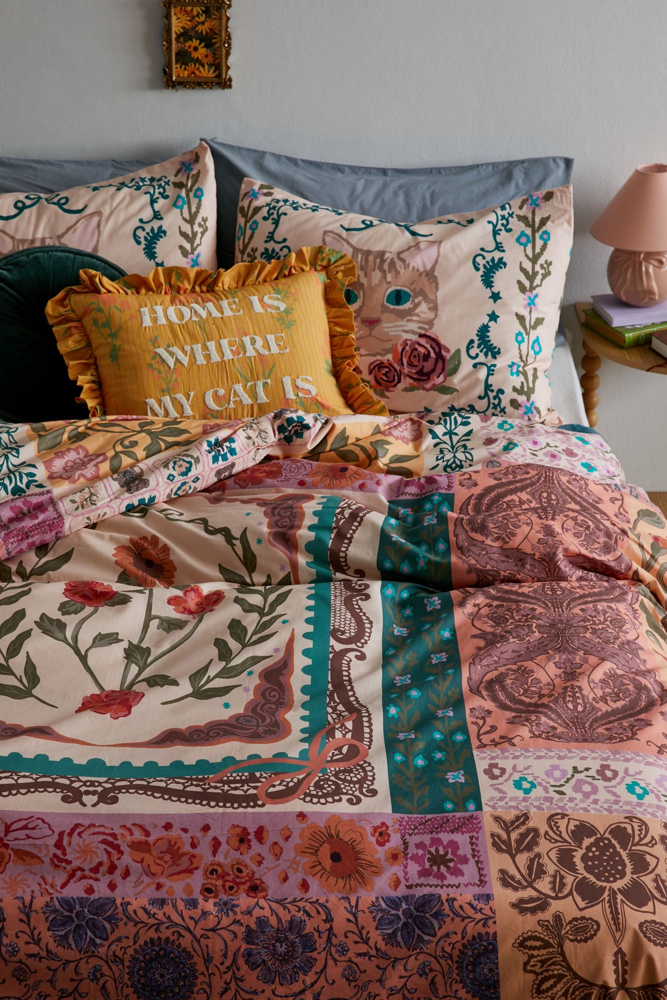Raya Breezy Cotton Percale Duvet Cover - Neutral Multi, Regular, FULL/QUEEN