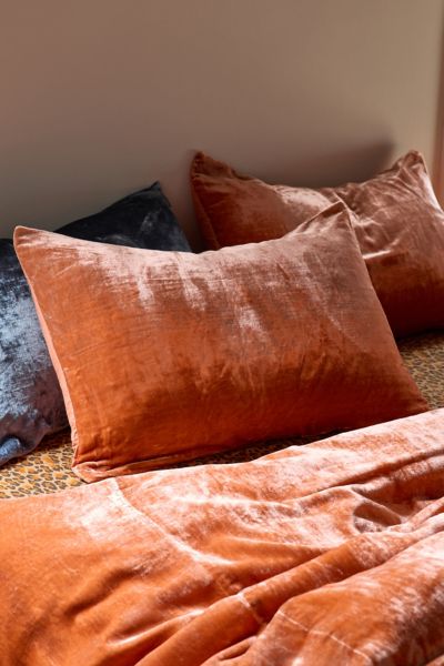 Urban Outfitters Skye Velvet Sham Set In Rust At