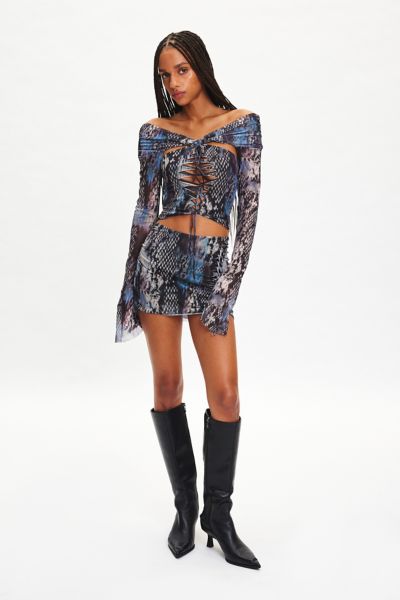 Jaded London Dahna Macramé Mesh Mini Dress