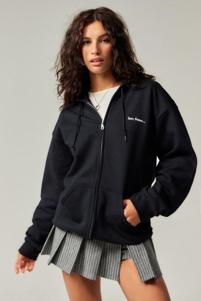Urban Outfitters Iets Frans. Zip-through Hoodie Sweatshirt In Black, Women's At  In Black