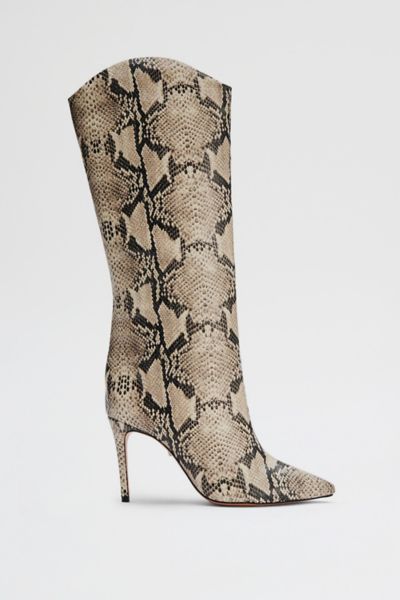 Schutz Maryana Snakeskin Knee-high Boot In Natural, Women's At Urban Outfitters In Animal Print