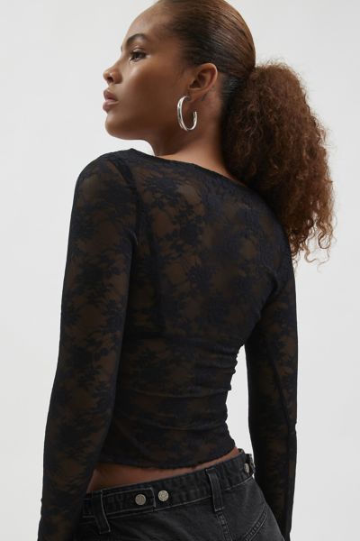 Out From Under Lana Plunge Lace Long Sleeve Top