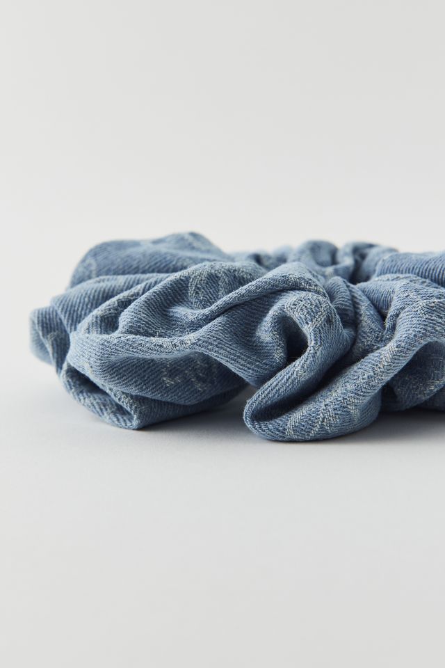 Denim Frayed Flower Scrunchie #2