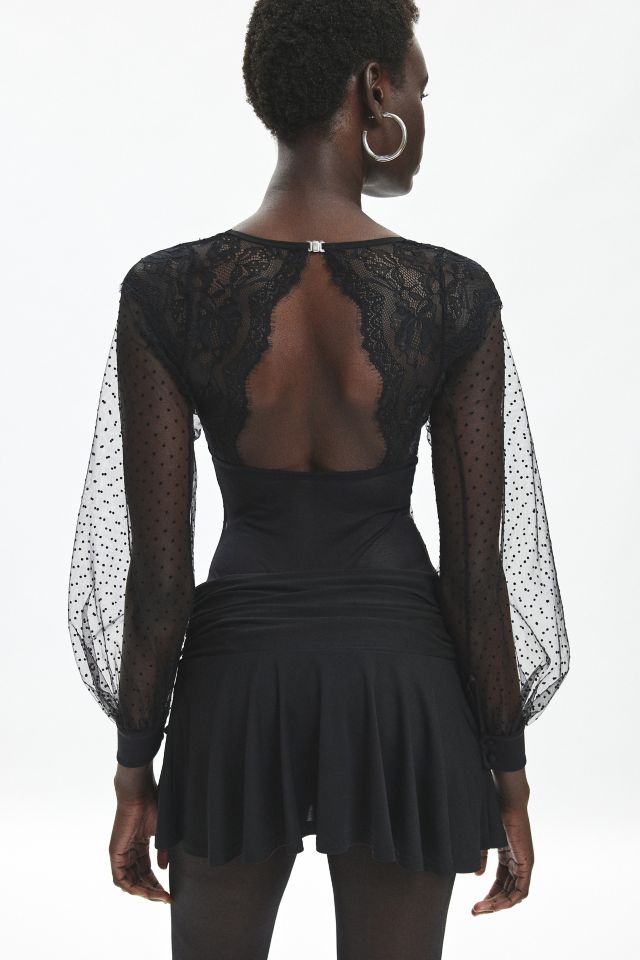 Thistle + Spire Constellation Dotted Mesh Long Sleeve Bodysuit #2