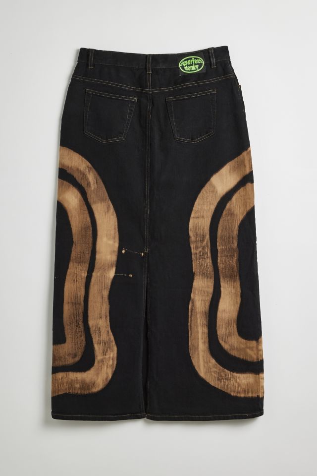 Inperfect Denim X Urban Renewal Bleach Dye Pattern Denim Midi Skirt #1