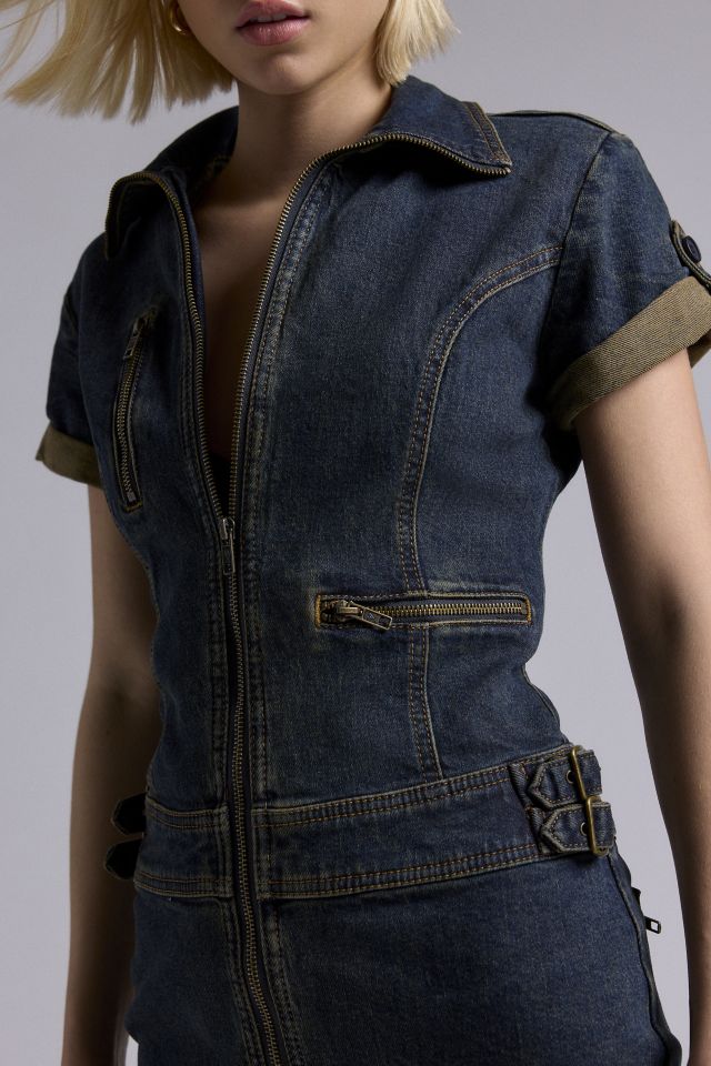 GUESS ORIGINALS Utility Zip Denim Mini Dress #1