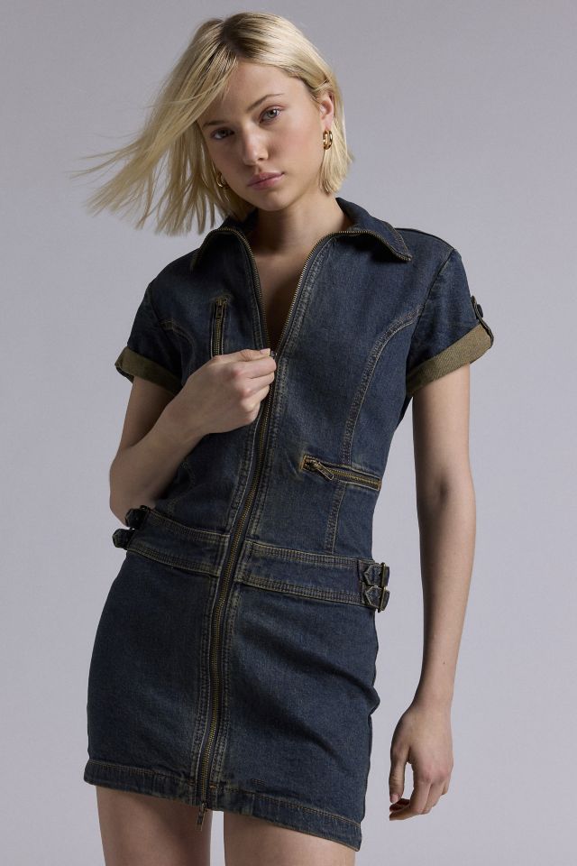 GUESS ORIGINALS Utility Zip Denim Mini Dress #2
