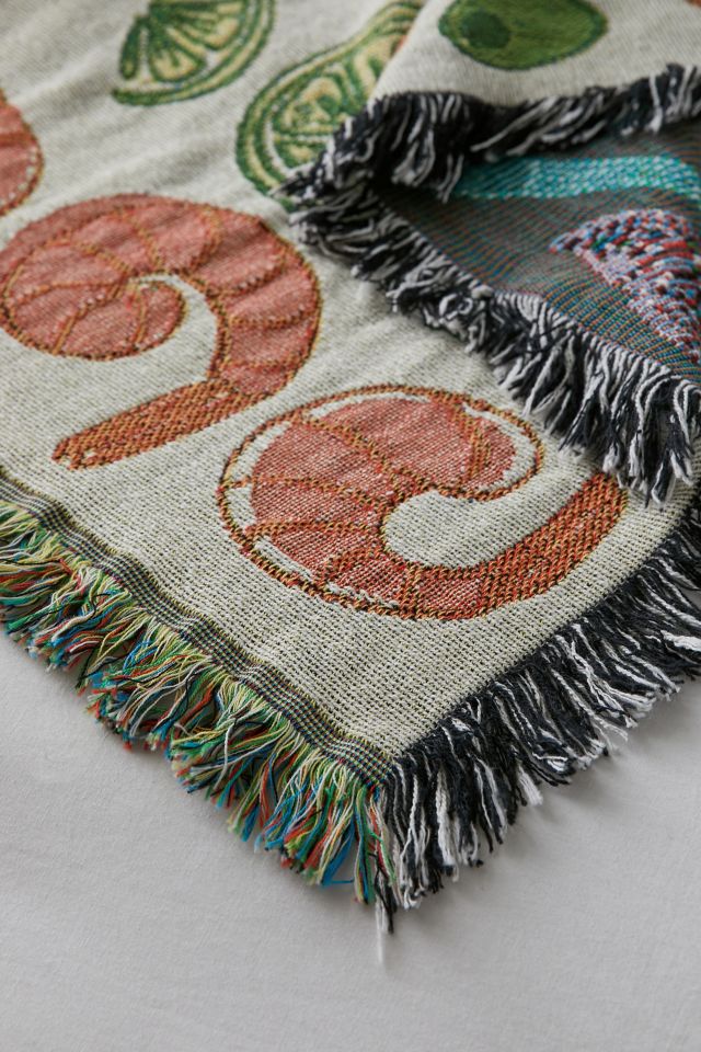 Calhoun & Co. Martini & Shrimp Tapestry Throw Blanket #2
