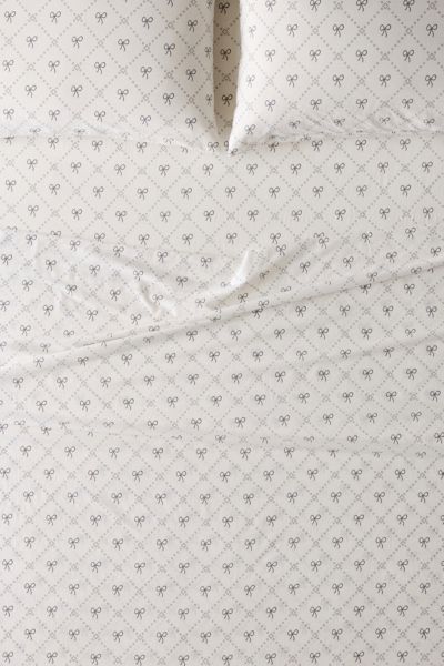 Urban Outfitters Eloise Bow Core Sheet Set In Black/white At
