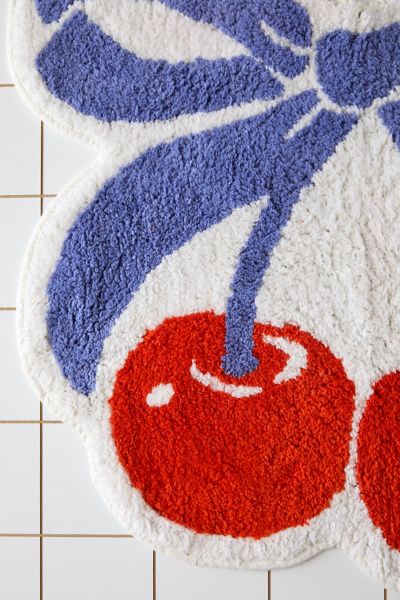 Cherry Bow Bath Mat