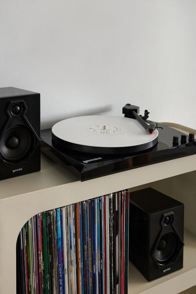 Gemini Black and Red Bluetooth Turntable with Stereo Speakers