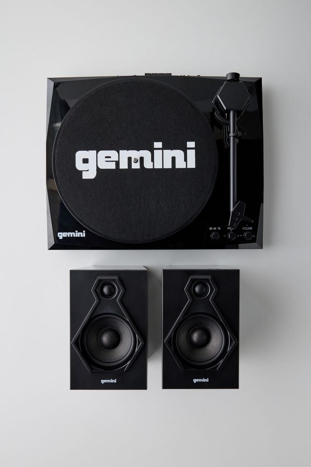 Gemini Black and Red Bluetooth Turntable with Stereo Speakers