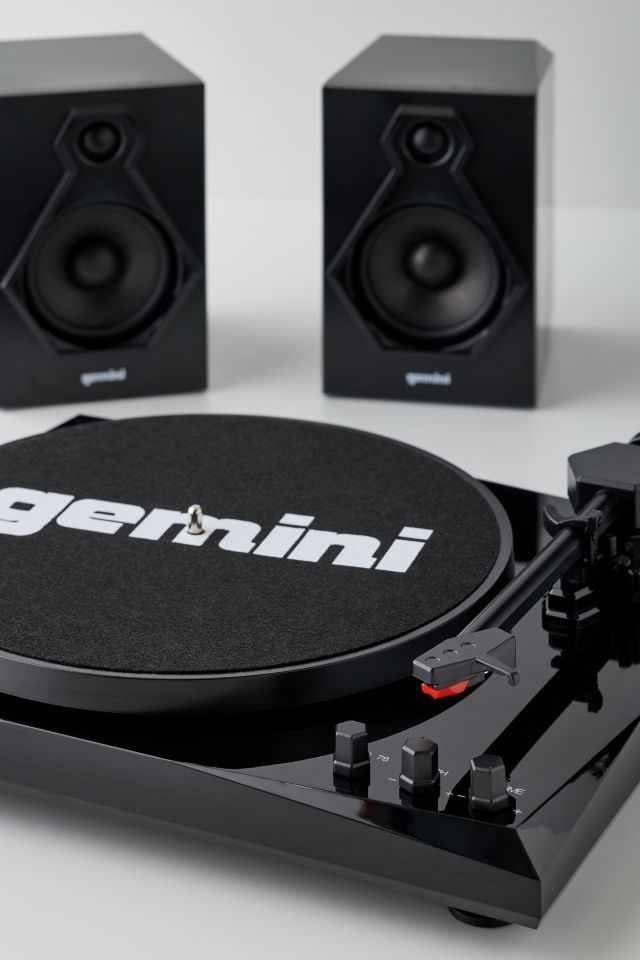 Gemini Black and Red Bluetooth Turntable with Stereo Speakers