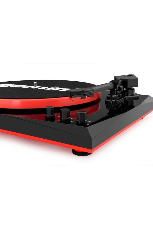 Gemini Black and Red Bluetooth Turntable with Stereo Speakers