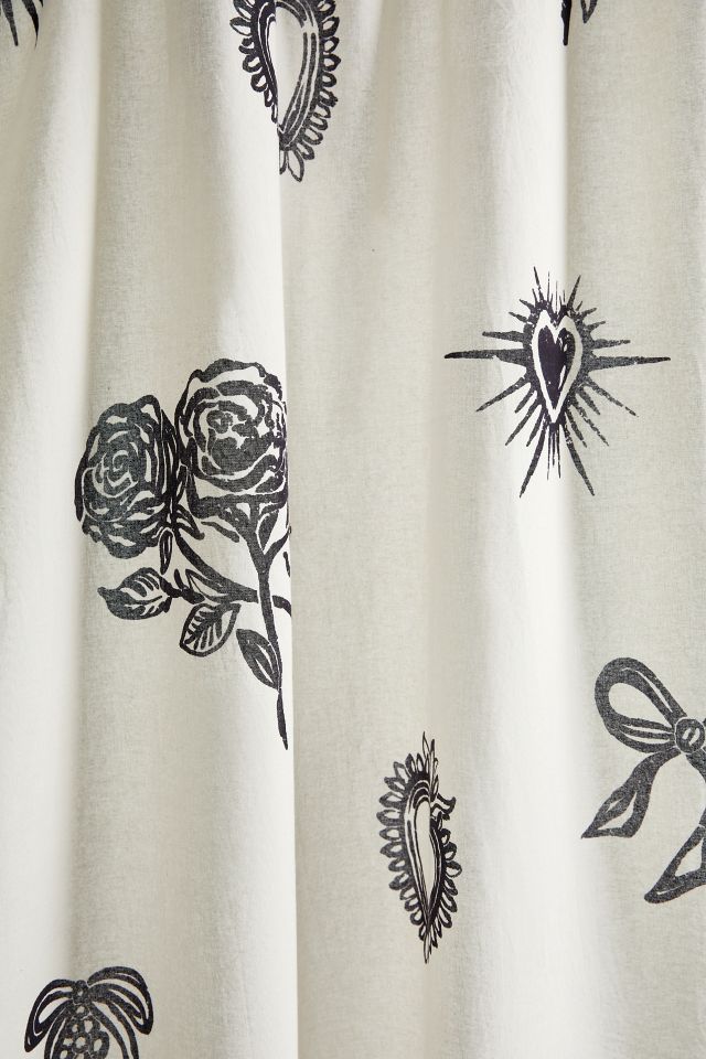 Tattoo Block Print Shower Curtain #1