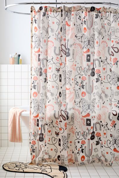 Urban Outfitters Yeehaw Shower Curtain In Ivory At  In Ivory