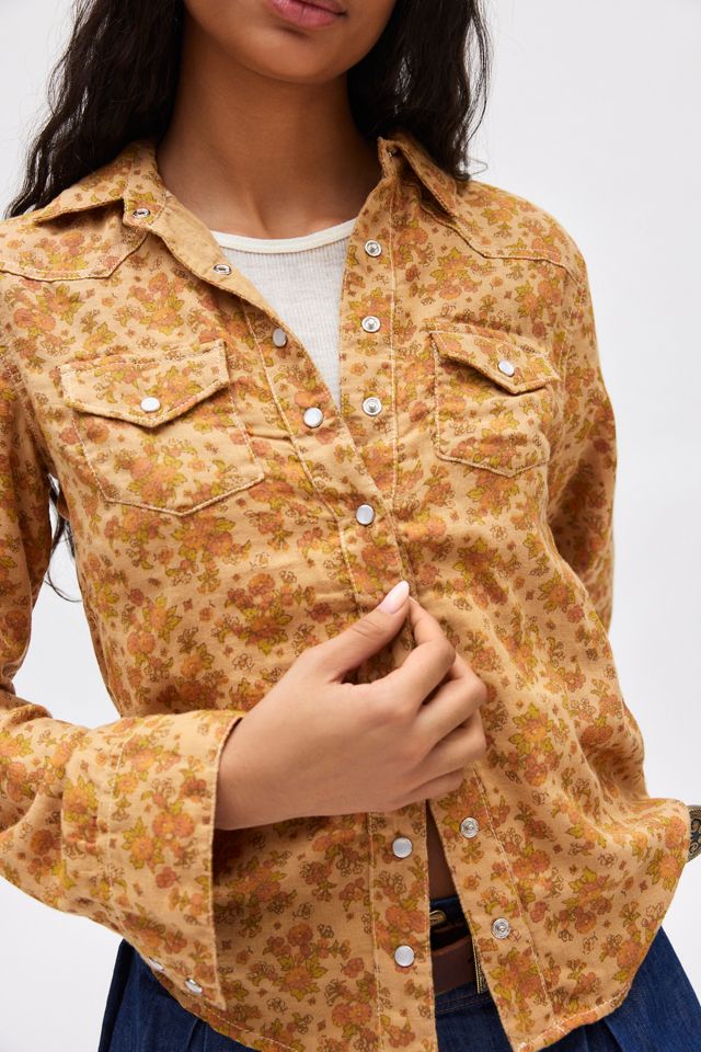 BGD Women Graphic Patterned Shirt - Khaki Beige - Avondale main image 1