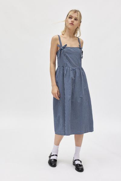 motel sloane gingham bow detail midi dress